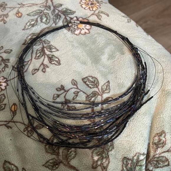 Multi-Strand Black Beaded Necklace - Picture 1 of 1